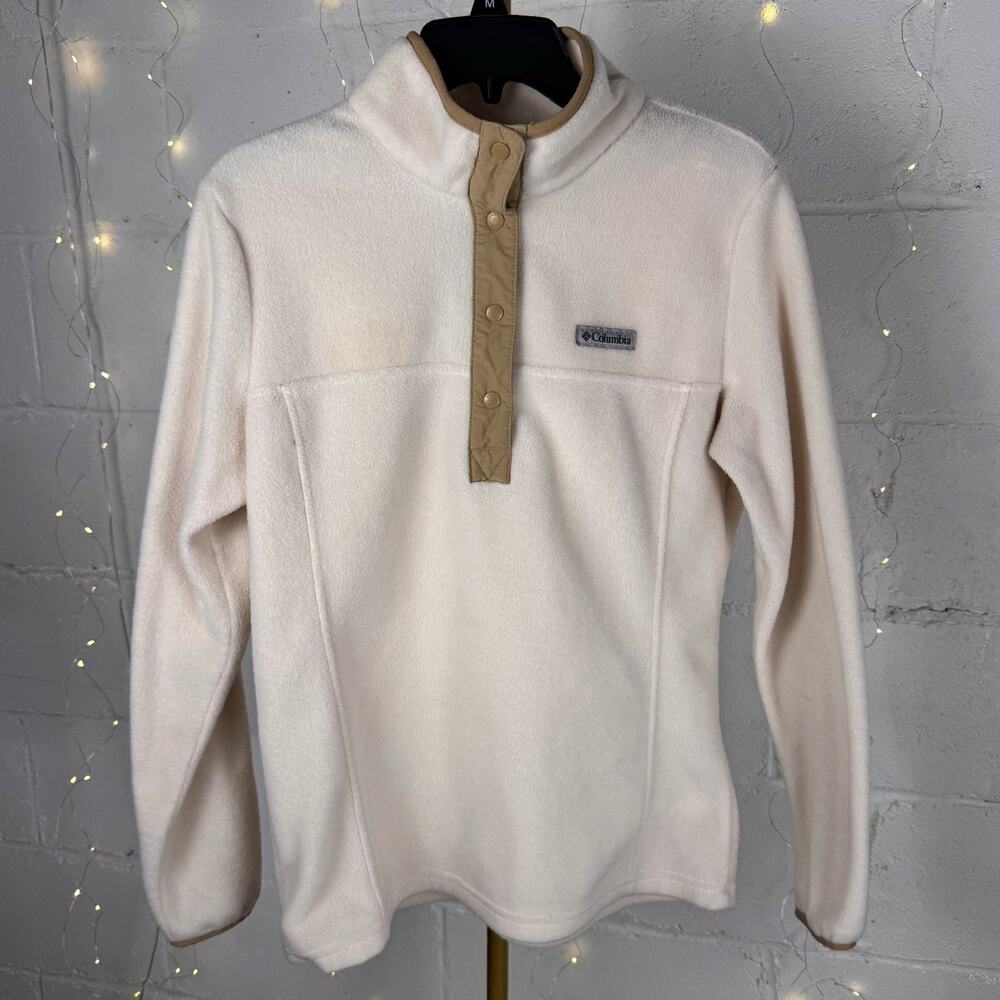 Columbia Women’s Ivory/Beige Snap Half Placket Collared Jacket Size M